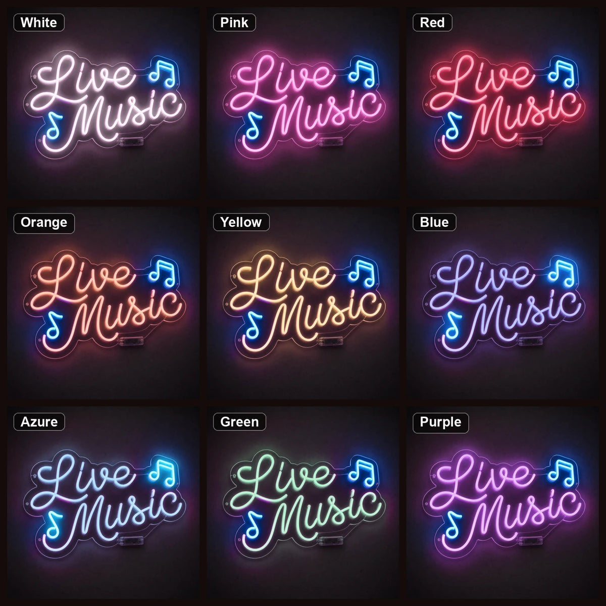 Live Music Notes LED Neon Sign Man Cave Neon Sign - Shineneon