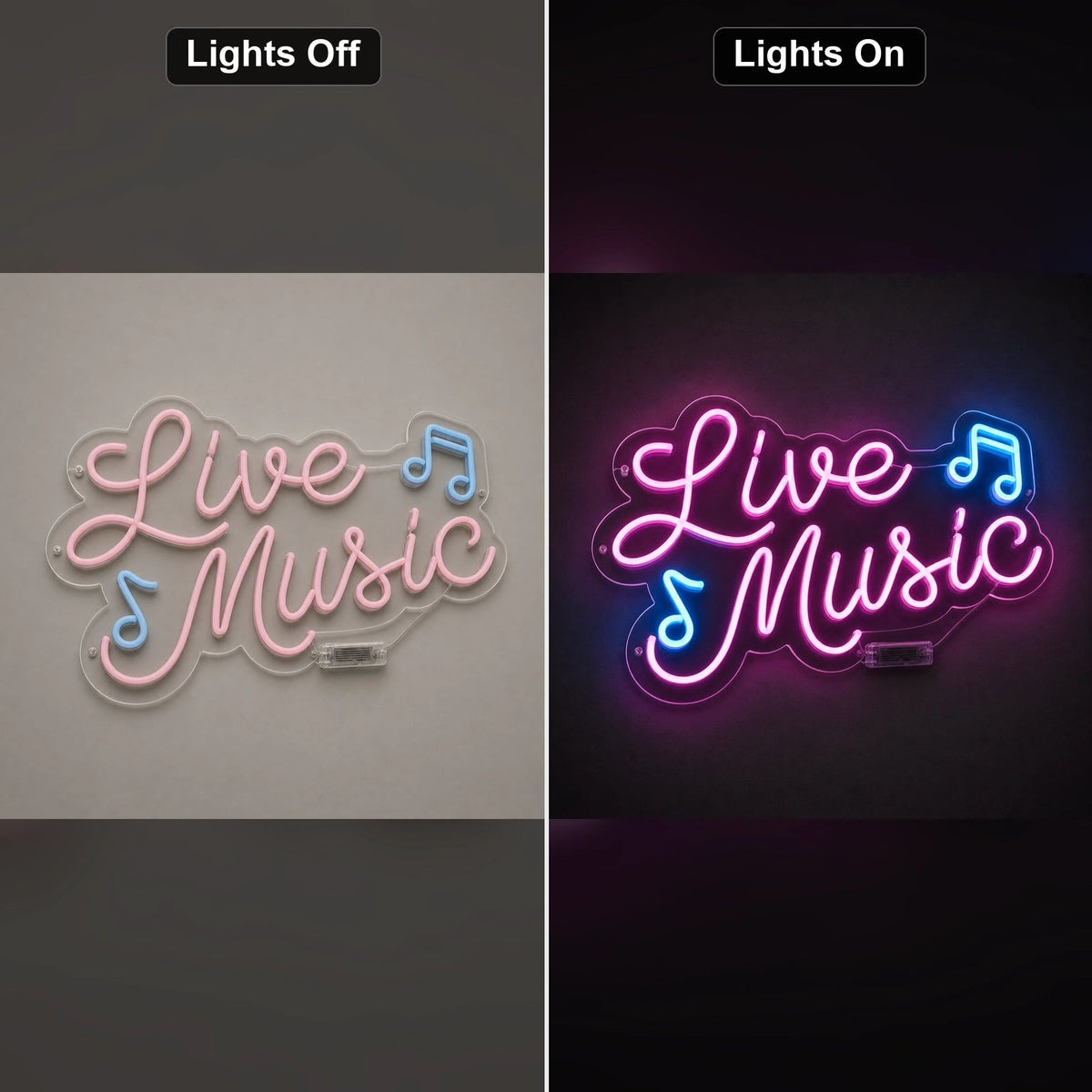 Live Music Notes LED Neon Sign Man Cave Neon Sign - Shineneon