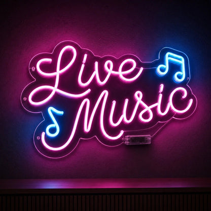 Live Music Notes LED Neon Sign Man Cave Neon Sign - Shineneon