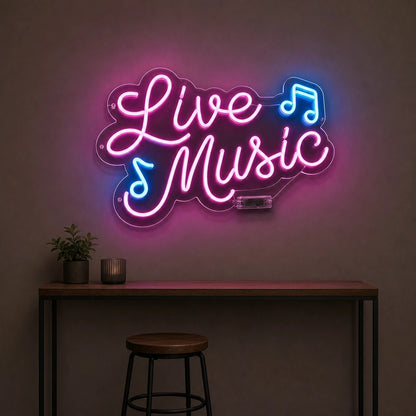 Live Music Notes LED Neon Sign Man Cave Neon Sign - Shineneon