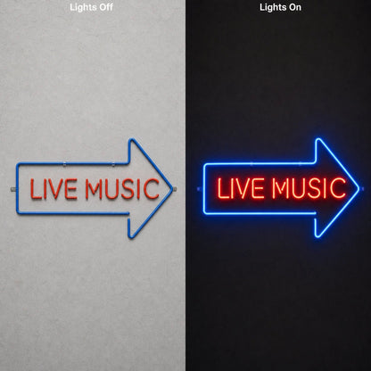 Live Music Right Arrow LED Neon Sign - Shineneon