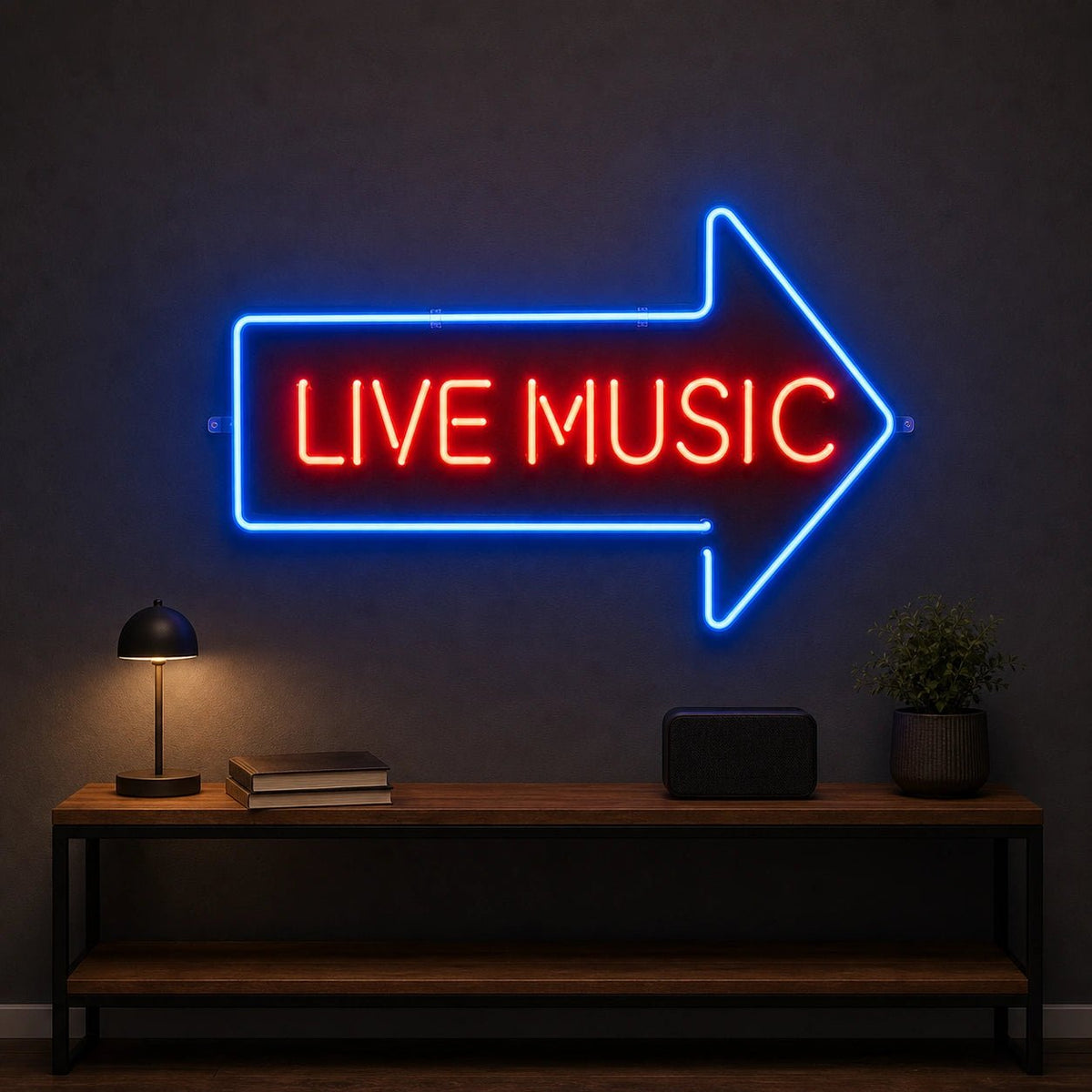 Live Music Right Arrow LED Neon Sign - Shineneon