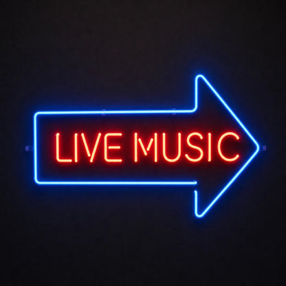 Live Music Right Arrow LED Neon Sign - Shineneon
