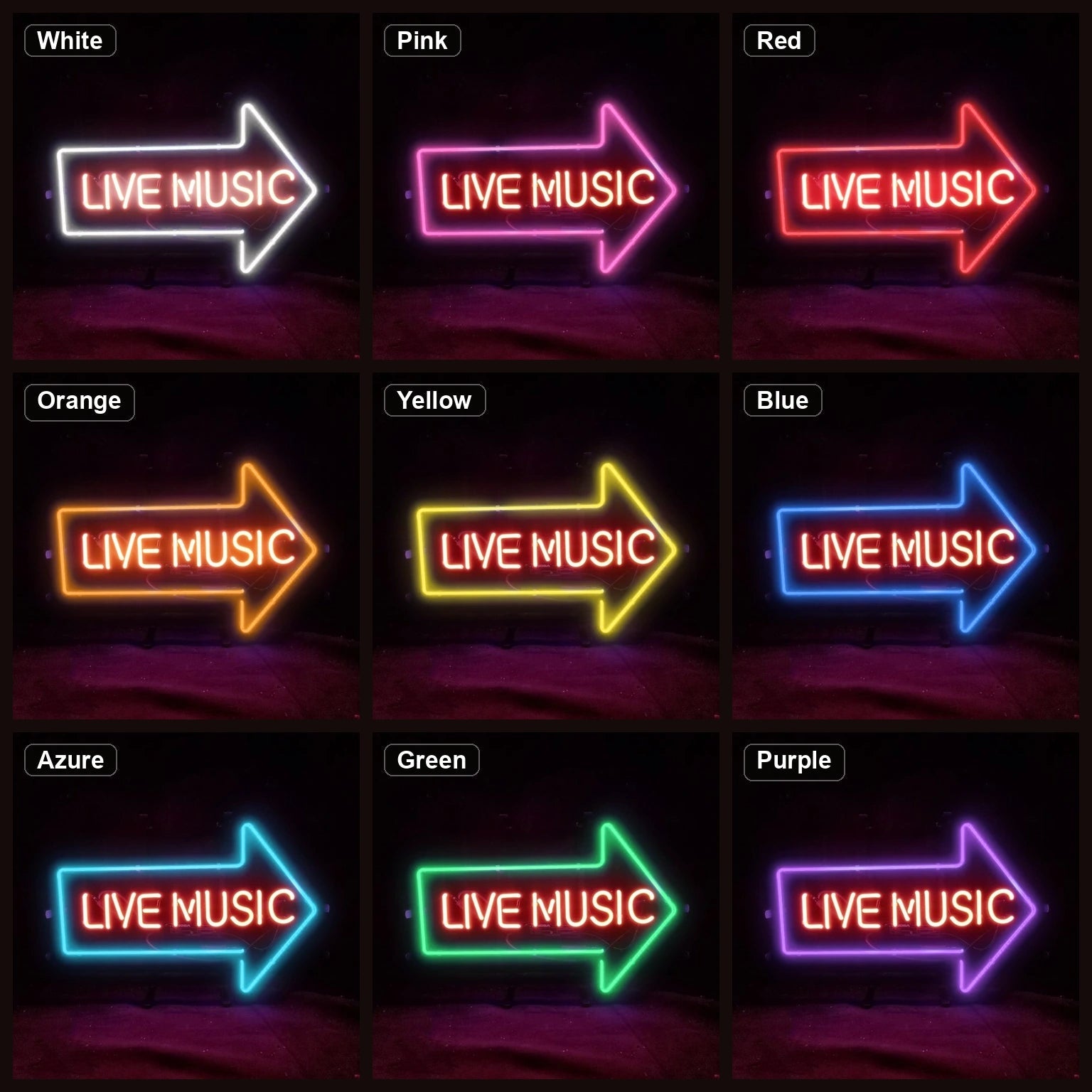 Live Music Right Arrow LED Neon Sign Garage Neon Sign - Shineneon