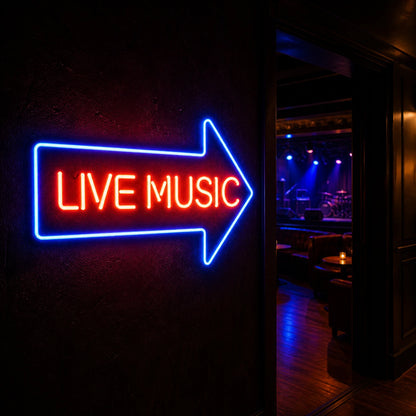 Live Music Right Arrow LED Neon Sign Home Garage Wall Decoration high-converting product image