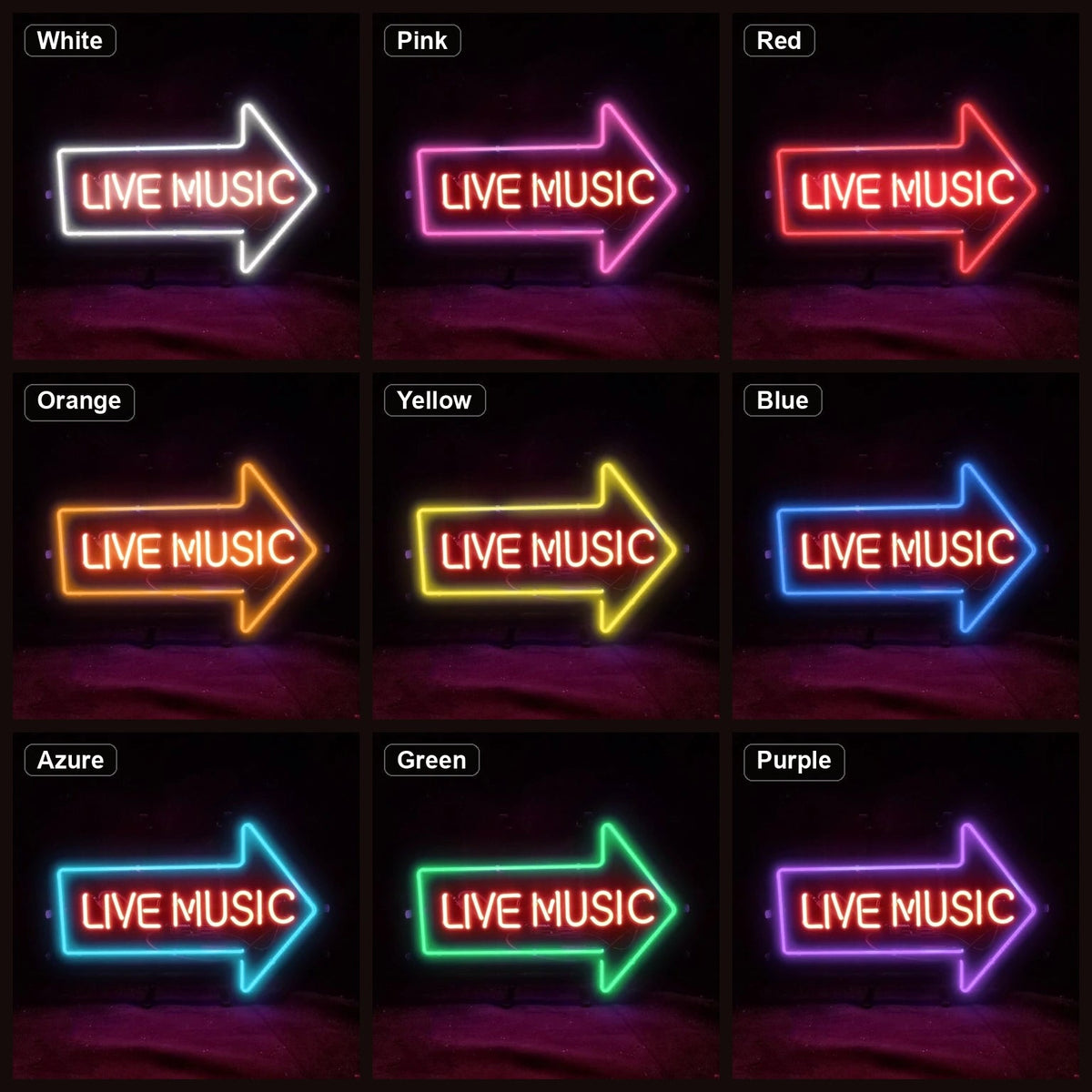 Live Music Right Arrow LED Neon Sign Home Garage Wall Decoration - Shineneon