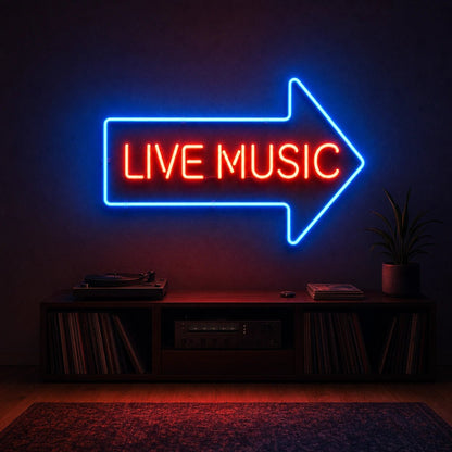 Live Music Right Arrow LED Neon Sign Man Cave Neon Sign - Shineneon