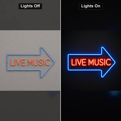 Live Music Right Arrow LED Neon Sign Man Cave Neon Sign - Shineneon