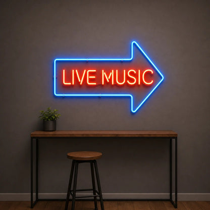 Live Music Right Arrow LED Neon Sign Man Cave Neon Sign - Shineneon