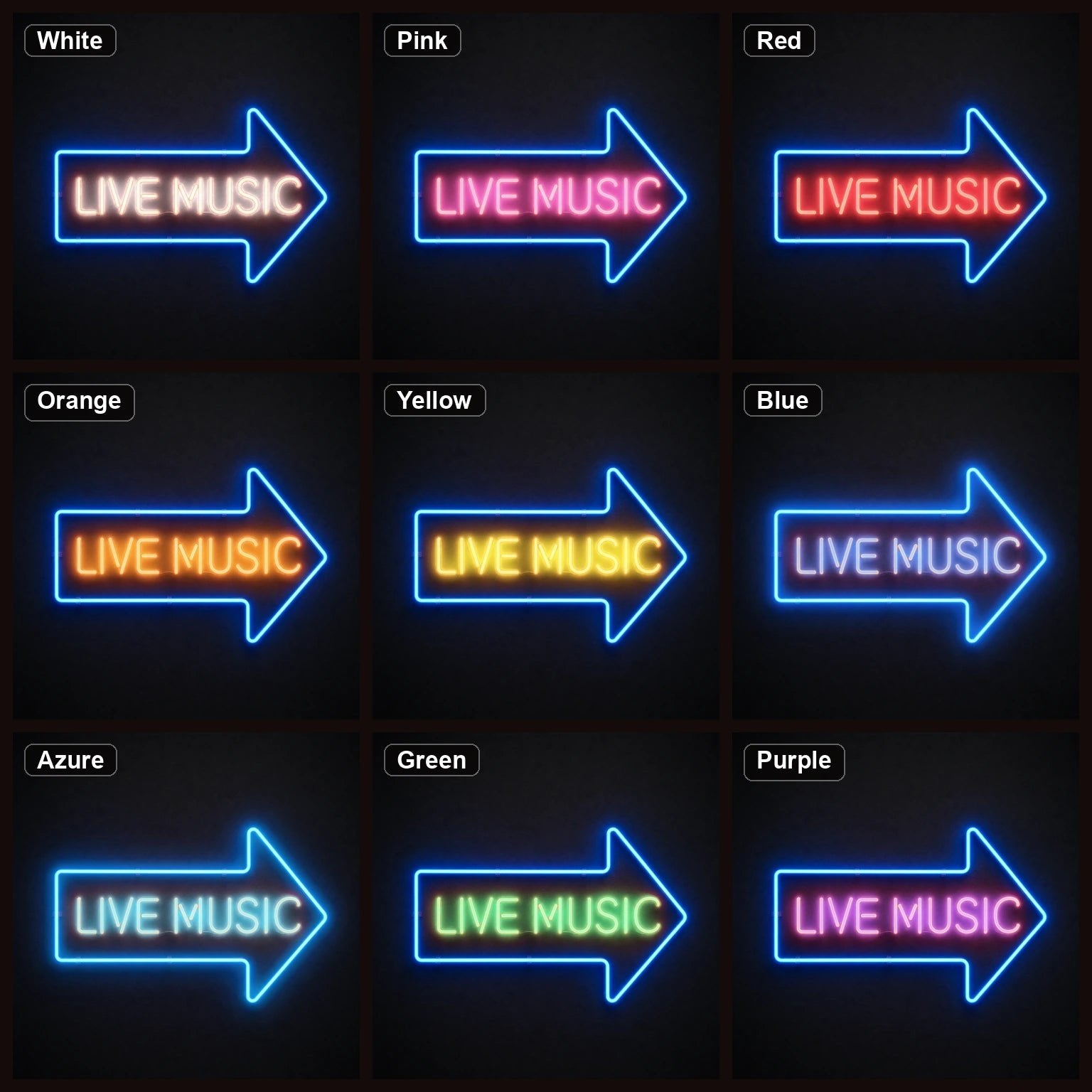 Live Music Right Arrow LED Neon Sign Man Cave Neon Sign - Shineneon
