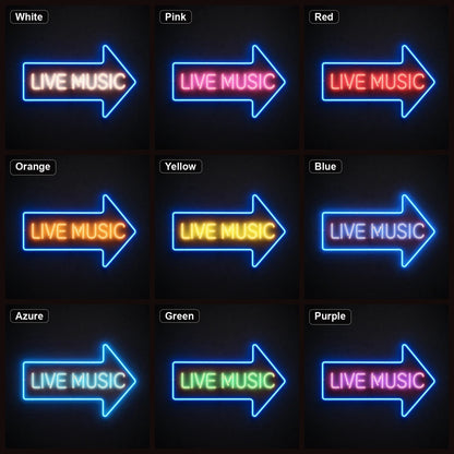 Live Music Right Arrow LED Neon Sign Man Cave Neon Sign - Shineneon