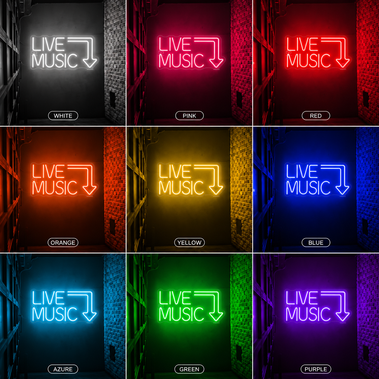Live Music Room Decor LED Neon Sign - 05 Color Grid