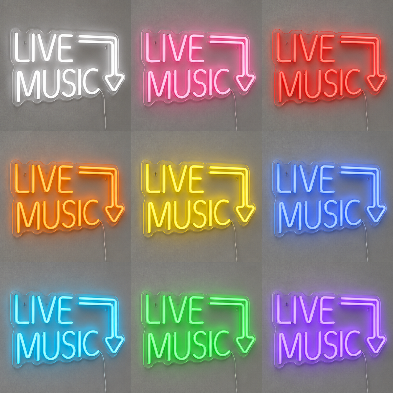 Live Music Wall Decor LED Neon Sign Home Art color grid