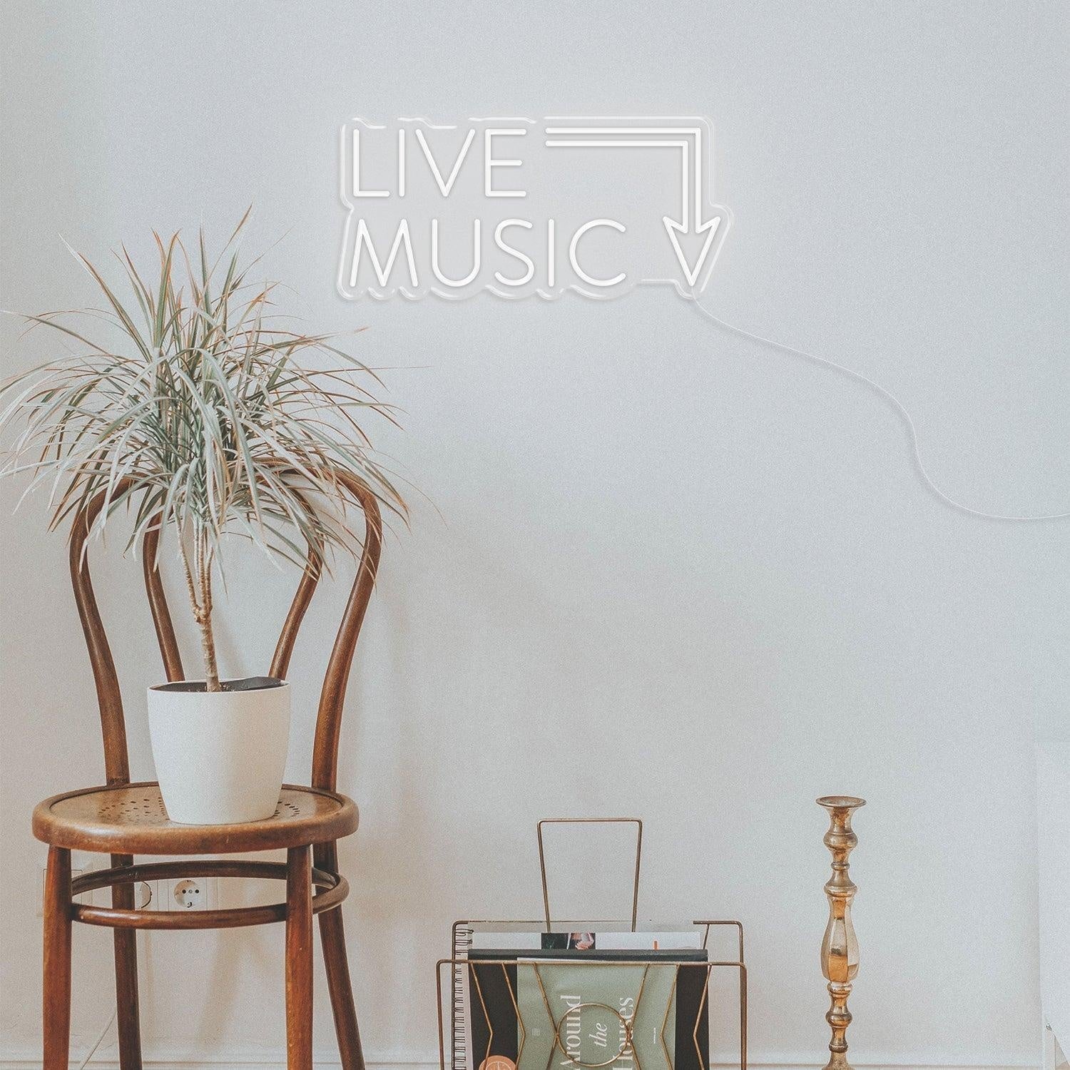 Live Music Warm Yellow Arrow Led Neon Sign For Cafe Music Bar | Shineneon