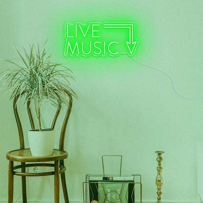 Live Music Warm Yellow Arrow Led Neon Sign For Cafe Music Bar | Shineneon