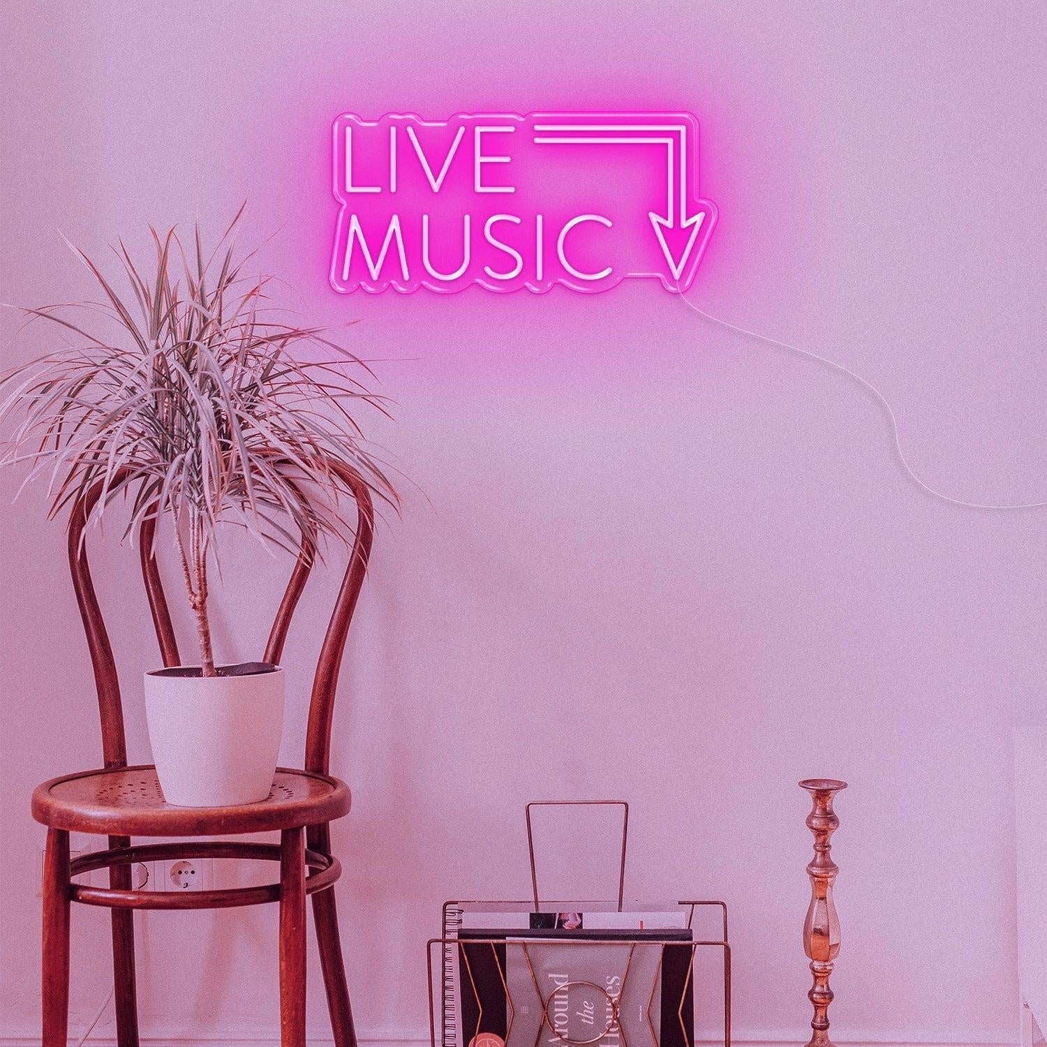Live Music Warm Yellow Arrow Led Neon Sign For Cafe Music Bar | Shineneon