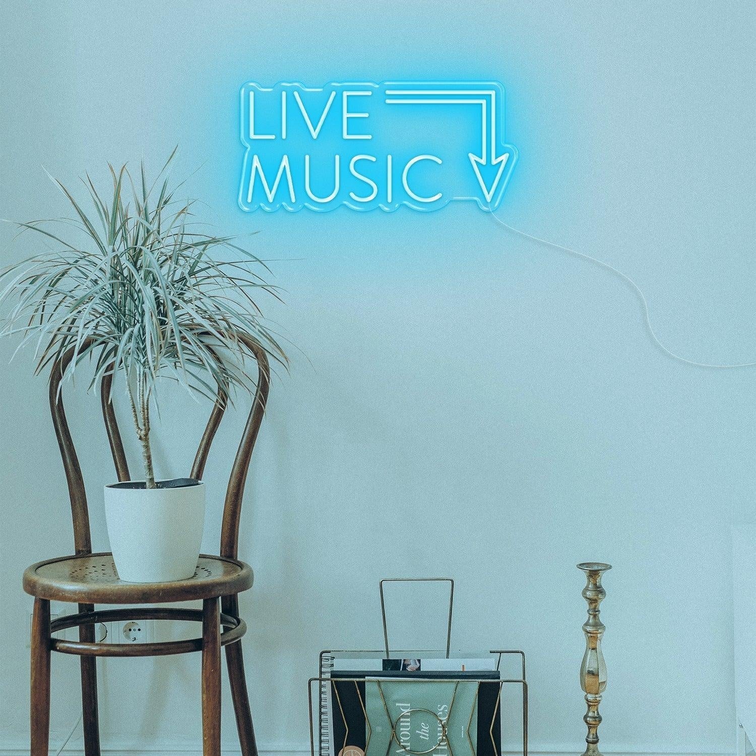 Live Music Warm Yellow Arrow Led Neon Sign For Cafe Music Bar | Shineneon
