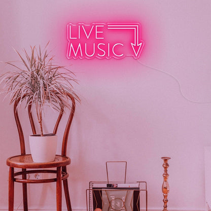 Live Music Warm Yellow Arrow Led Neon Sign For Cafe Music Bar | Shineneon