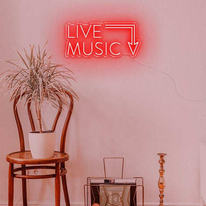 Live Music Warm Yellow Arrow Led Neon Sign For Cafe Music Bar | Shineneon
