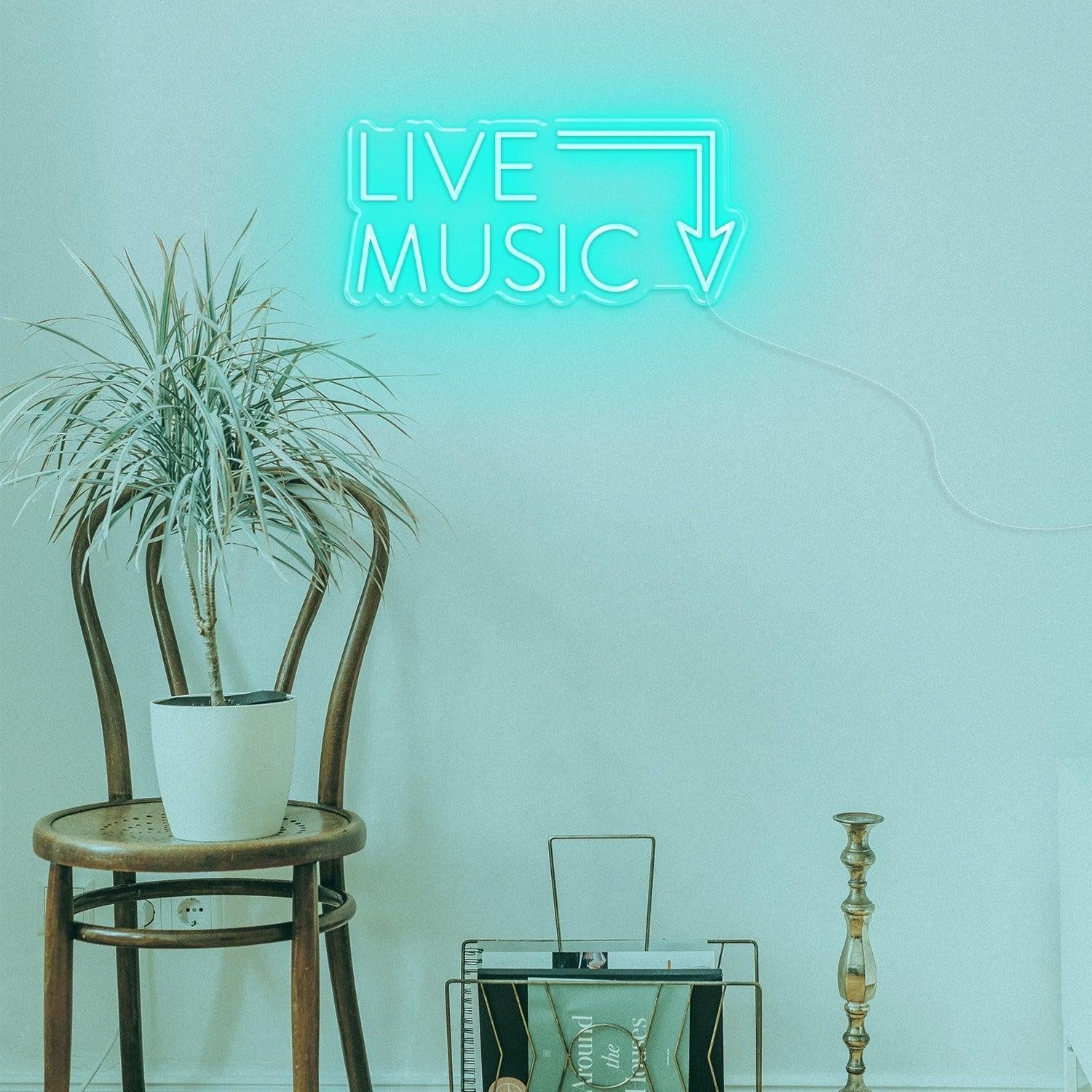 Live Music Warm Yellow Arrow Led Neon Sign For Cafe Music Bar | Shineneon
