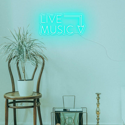 Live Music Warm Yellow Arrow Led Neon Sign For Cafe Music Bar | Shineneon