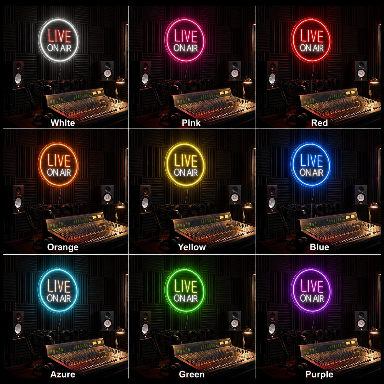 Live On Air LED Neon Sign - 05 Color Grid