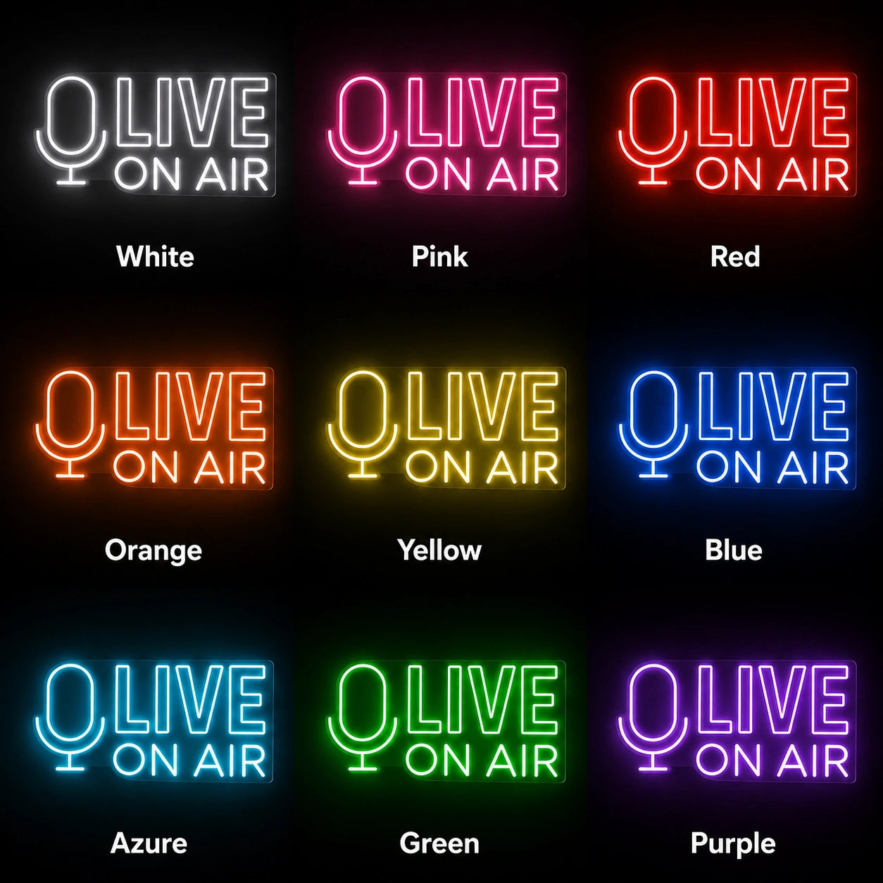 Live On Air Media Neon Sign LED Neon Sign color grid