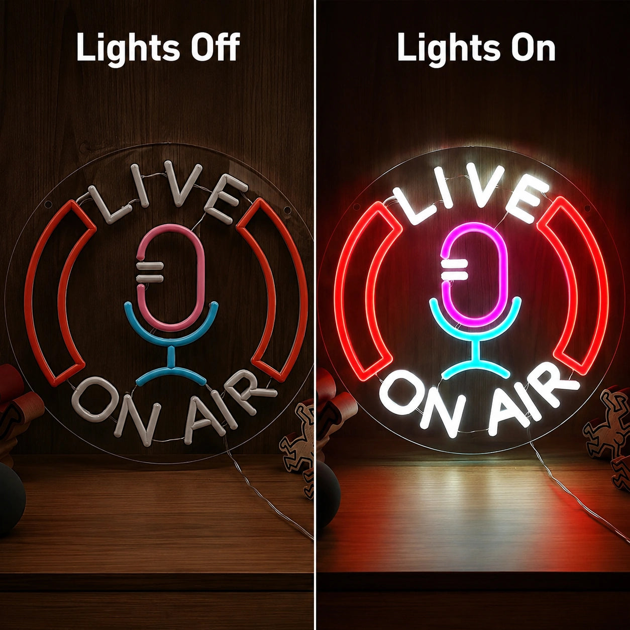 Live On Air Microphone LED Neon Sign main product image