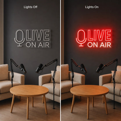 Live Room Decor LED Neon Sign Garage Neon Sign day and night comparison