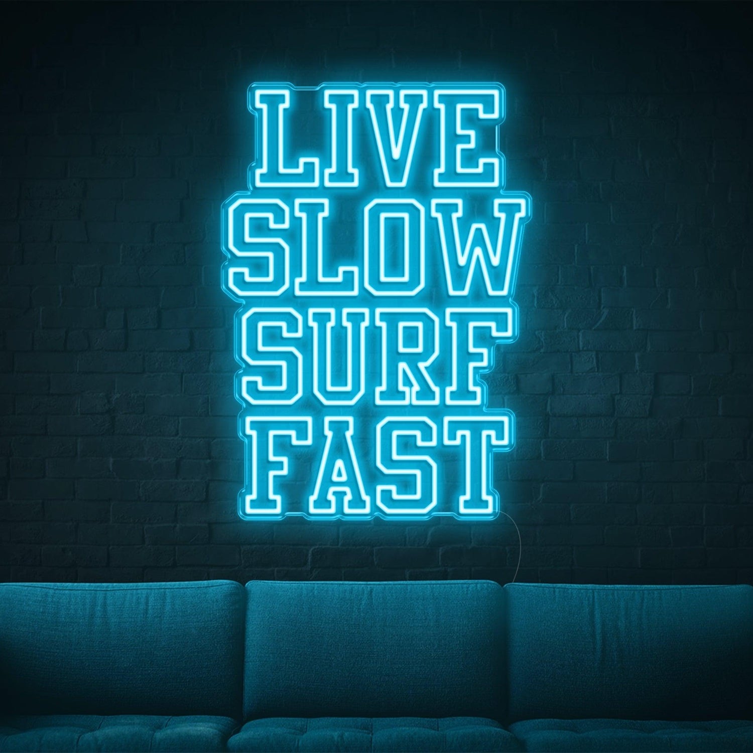 Live Slow Surf Fast Teal Led Neon Sign For Indoor Wall Decor | Shineneon