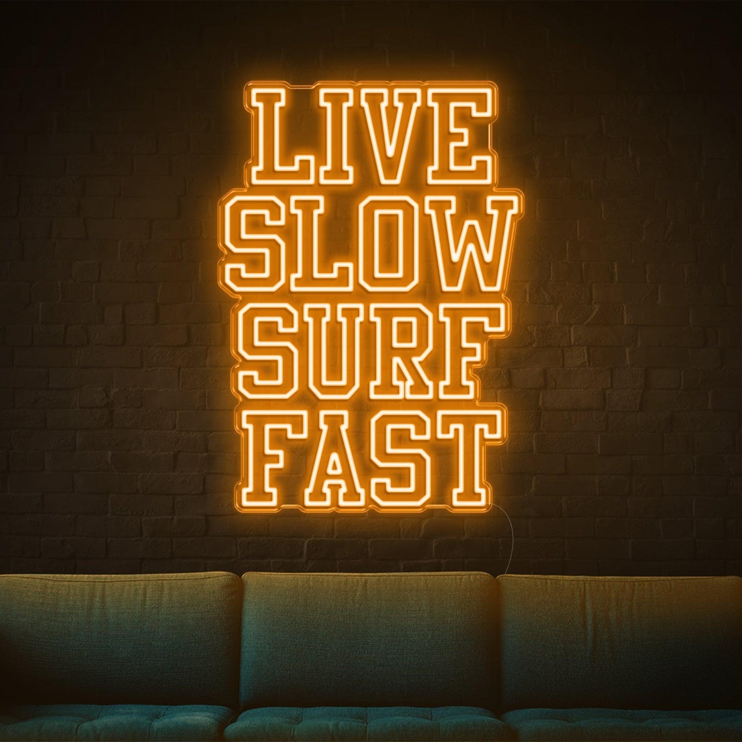 Live Slow Surf Fast Teal Led Neon Sign For Indoor Wall Decor | Shineneon
