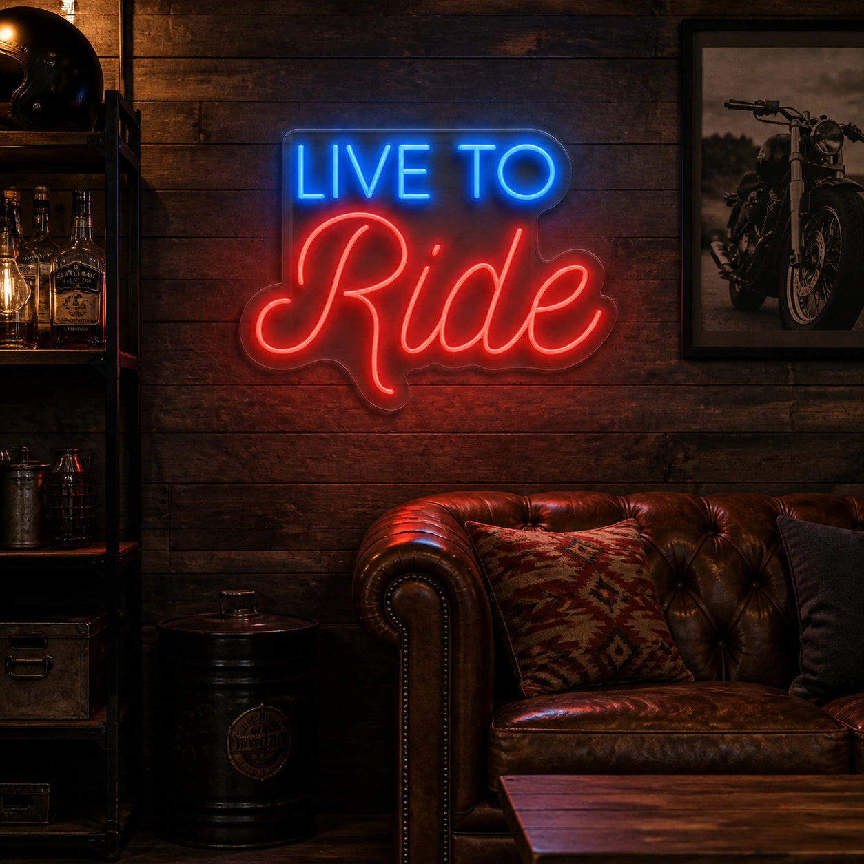 Live To Ride Living Room Vintage LED Neon Sign high-converting product image