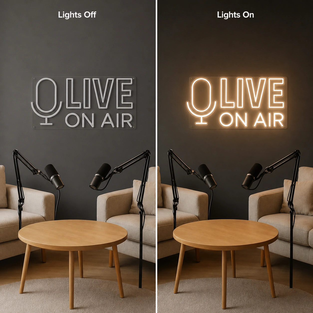 Live Wall Art LED Neon Sign Man Cave Neon Sign day and night comparison