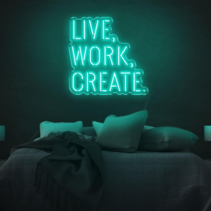 Live Work Create Warm Yellow Led Neon Sign For Bedroom Decor | Shineneon