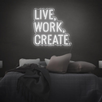 Live Work Create Warm Yellow Led Neon Sign For Bedroom Decor | Shineneon