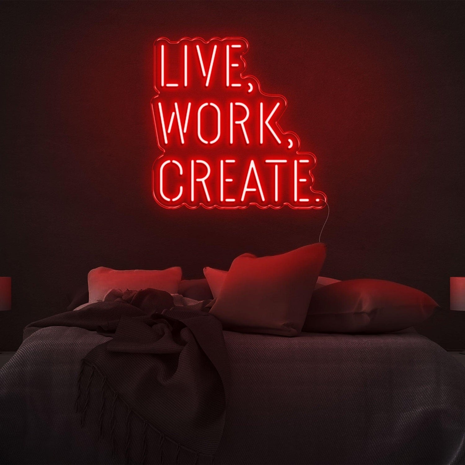 Live Work Create Warm Yellow Led Neon Sign For Bedroom Decor | Shineneon