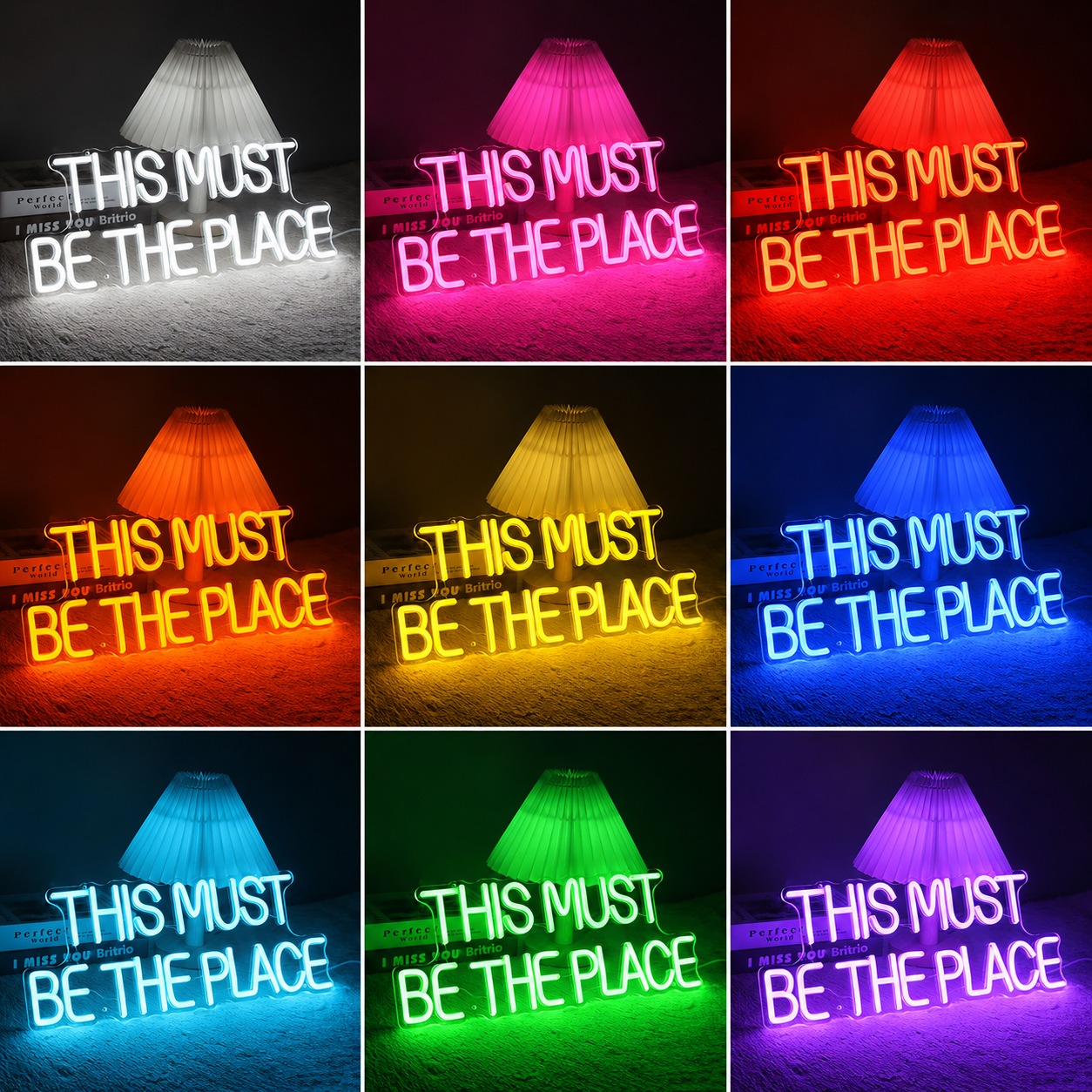 Living Room Wall Decor Outline Art LED Neon Sign color grid