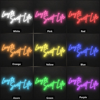 Living The Sweet Life LED Neon Sign Home Garage Wall Decoration color grid