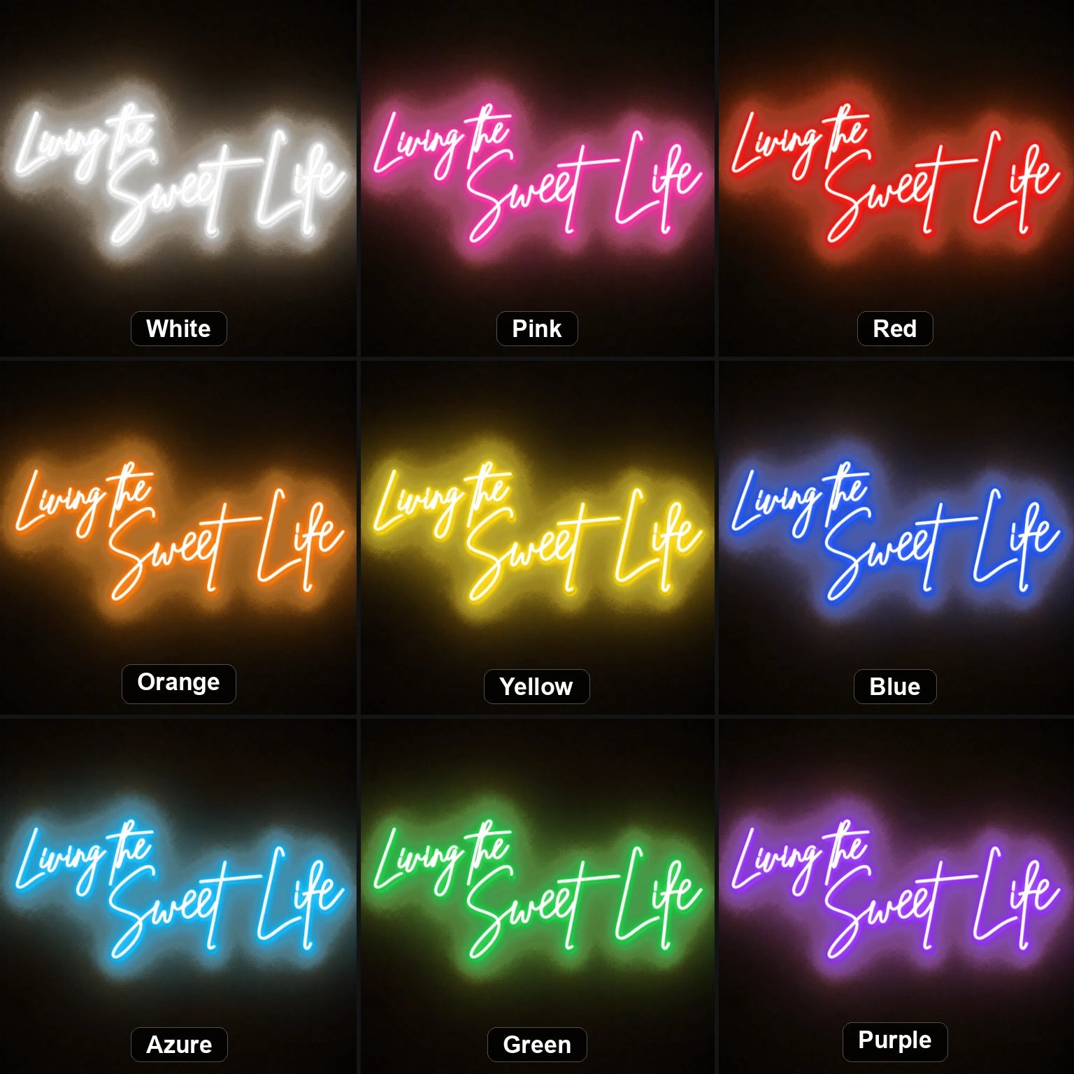 Living The Sweet Life LED Neon Sign Man Cave Neon Sign color grid