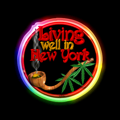 Living Well In New York W Cannabis Hemp Inspired Green Leaf Led Neon Sign Rgb Color