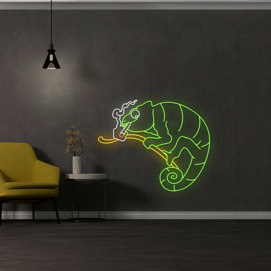 Lizard Smoking Weed Led Sign