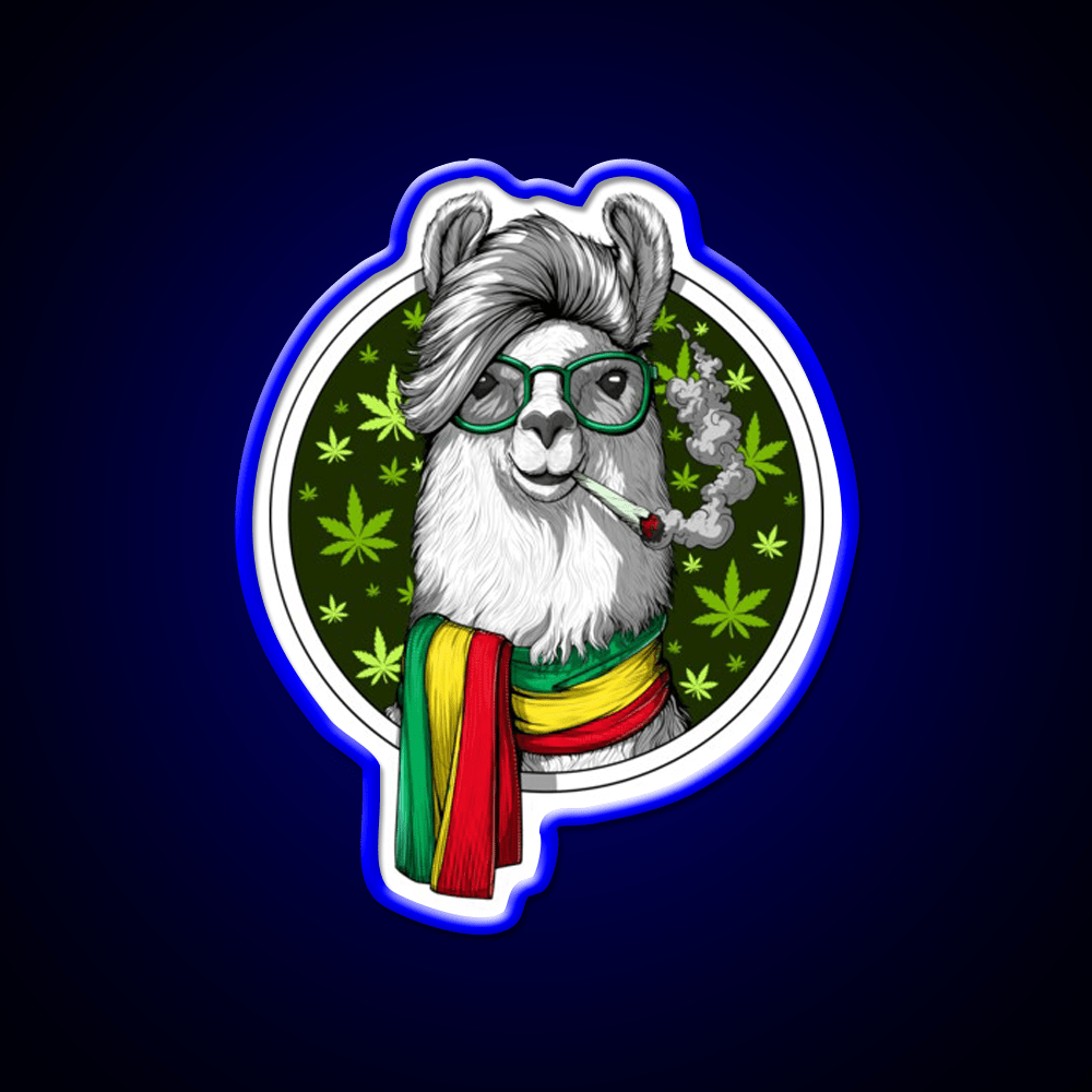 Llama Stoner Weed Hemp Inspired Green Leaf Led Neon Sign Rgb Color - Shineneon