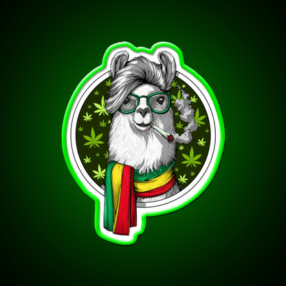 Llama Stoner Weed Hemp Inspired Green Leaf Led Neon Sign Rgb Color - Shineneon