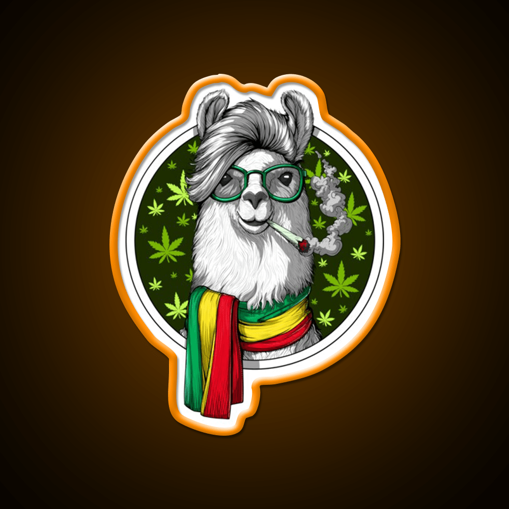 Llama Stoner Weed Hemp Inspired Green Leaf Led Neon Sign Rgb Color - Shineneon