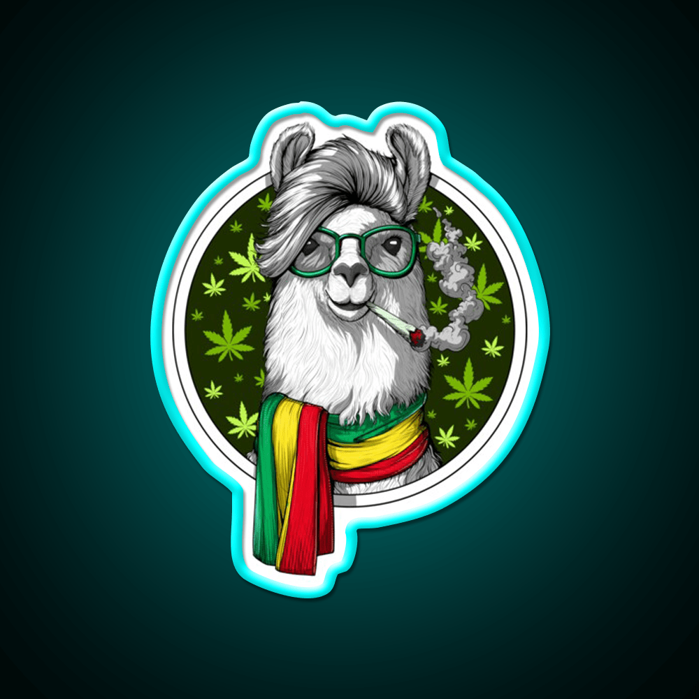 Llama Stoner Weed Hemp Inspired Green Leaf Led Neon Sign Rgb Color - Shineneon