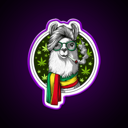 Llama Stoner Weed Hemp Inspired Green Leaf Led Neon Sign Rgb Color - Shineneon