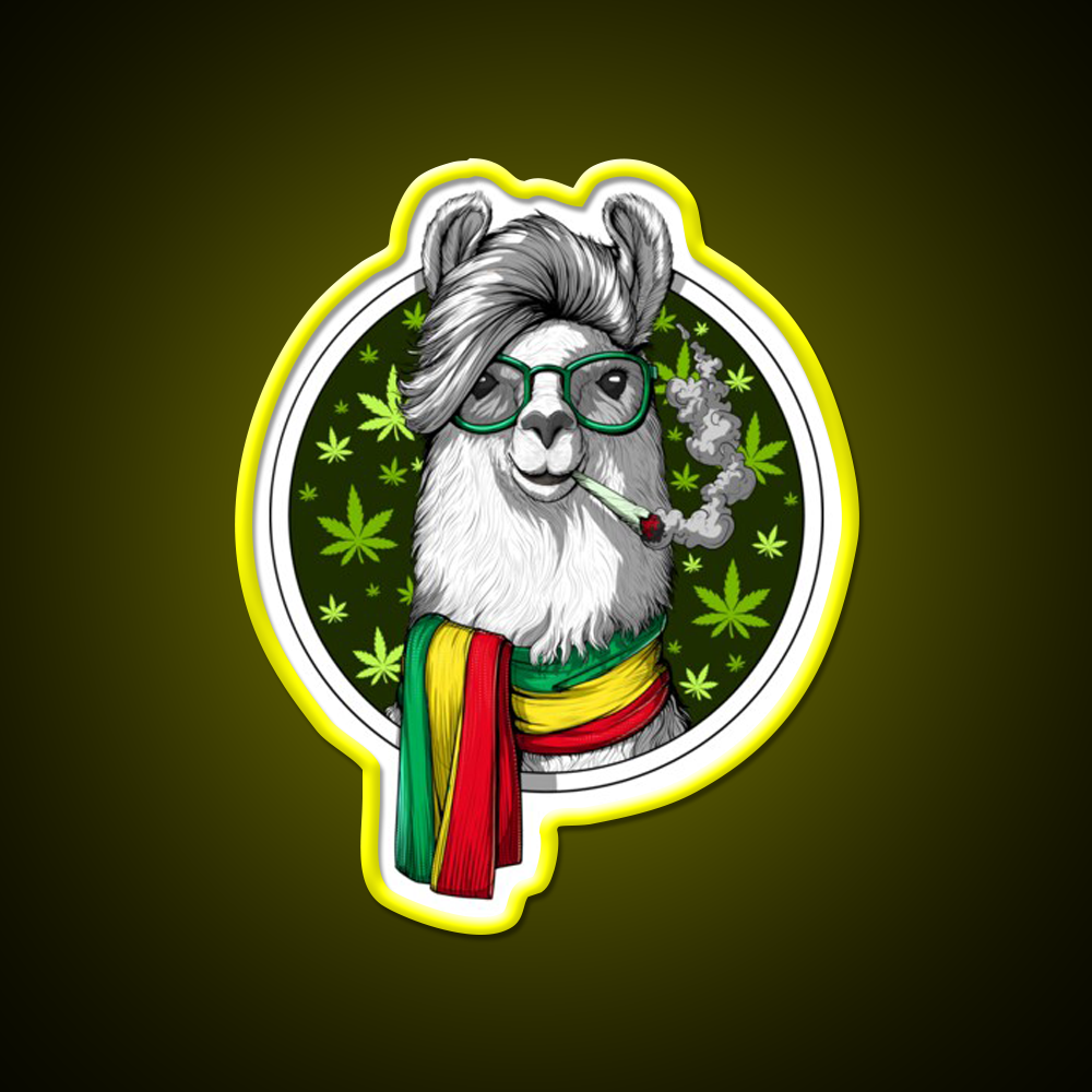 Llama Stoner Weed Hemp Inspired Green Leaf Led Neon Sign Rgb Color - LED neon sign view 7