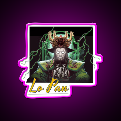 Lo Pan Asian Cultural Led Neon Sign Rgb Color - Neon sign mounted on wall in room
