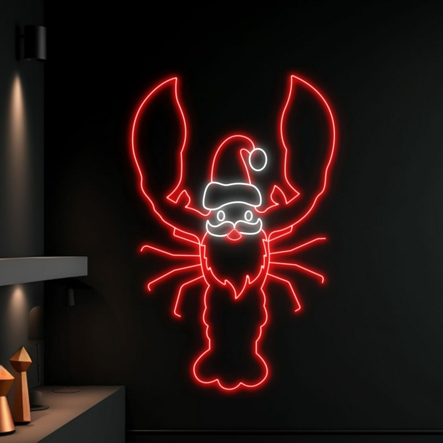 Lobster Christmas Hat Led Neon Sign Sea Animal Lover | Shineneon