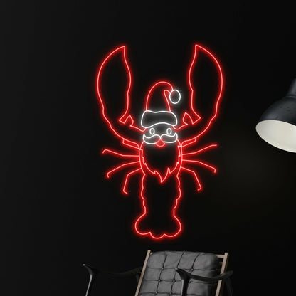 Lobster Christmas Hat Led Neon Sign Sea Animal Lover | Shineneon